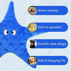 Squeaky Starfish Dog Toy for Small Medium Dogs - Chew Toy, Machine Washable and Anxiety Relief Gift