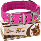 ADITYNA Heavy Duty Dog Collar for Medium Dogs - Reflective Magenta Collar with Handle for Training, and Walking - Wide, Thick, Tactical, Soft Neoprene Padded