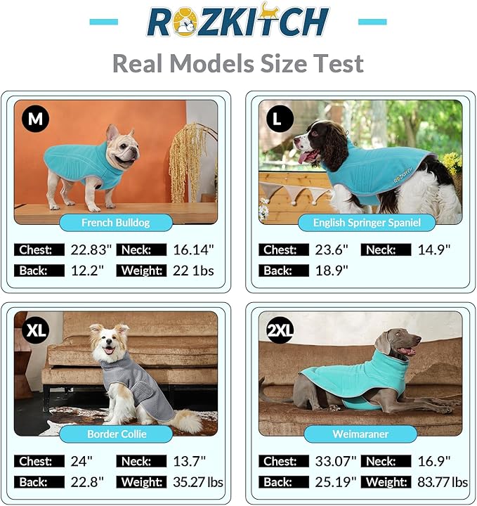 ROZKITCH Reversible Dog Sherpa Jacket Super Warm Fleece Sherpa Sweater with Embroidery, Adjustable Double-Sided Plush Sweatshirt for Small Breeds Bluegreen M