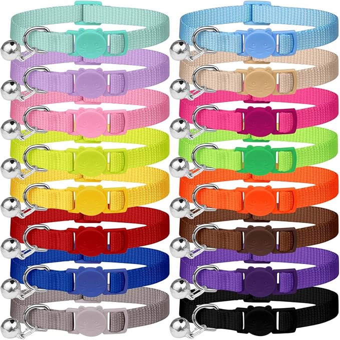 16 PCS Breakaway Cat Collars,Kitten Collar with Bell Cat Collars for Boy Girl Cats Breakaway Collar for Cats 7.5-12.6 Inch