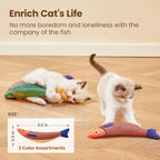 Potaroma Cat Toys Saury Fish, 3 Pack, Catnip Crinkle Sound, Soft and Durable, Interactive Kitten Kicker for Indoor Kitty Exercise 9.4 Inches for All Breeds