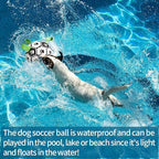 QDAN Dog Soccer Balls Toy with Bell Inside, Outdoor Interactive Toys for Tug of War, Puppy Birthday Gifts, Water Toy, Durable Ropes Squeaky Ball for Small Medium Dogs （6 INCH）