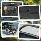 PawHut Dog Stroller for Large Medium Small Dogs up to 66 Lbs. 23.5" in Body Length, One-Click Foldable Pet Cat Stroller with Storage, Shock Absorption Wheels, Mesh Window, Safety Leash, Black