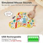 Potaroma Interactive Cat Feather Toys, Hide and Seek Concealed Moving Feather Wand, Rechargeable Touch Activated Indoor Kitten Exercise Kicker, Mouse Squeaky, Graffiti Cover