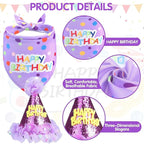 SCENEREAL Dog Birthday Bandana with Hat and Dress Girl Set, Puppy Birthday Party Supplies, Cute Tutu Skirt Outfit for Small Medium Large Dogs