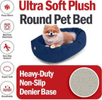 Majestic Pet 24 Inch Suede Calming Dog Bed Washable 24x19x7 (Inch) – Cozy Soft Round Donut Dog Bed with Spine Support for Dogs to Rest Their Head - Pet Bed Small – Navy (2025)