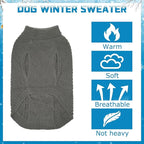 Mihachi Turtleneck Dog Sweater - Winter Coat Apparel Classic Cable Knit Clothes with Leash Hole for Cold Weather, Ideal Gift for Pet in New Year Smoky Gray Small/Medium