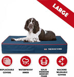 The Dog’s Bed Orthopedic Memory Foam Dog Bed, Large Blue Oxford with Red Trim UK Flag, Pain Relief for Arthritis, Hip & Elbow Dysplasia, Post Surgery, Supportive, Calming, Waterproof Washable