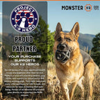 Monster K9 Indestructible Dog Ball – Lifetime Replacemnet - Durable Dog Toy for Aggressive Chewers - Safe, Non-Toxic Natural Rubber - Chew, Tug & Fetch - Tough, Heavy Duty - 5.5” (2X Tennis Ball Size)