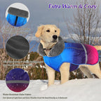 Dogcheer Warm Dog Coat, Waterproof Dog Winter Jacket Christmas Puppy Cold Weather Coats with Buckle, Reflective Adjustable Pet Snow Jacket for Small Medium Large Dogs - Gradient Blue-red, XL