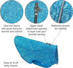 Kurgo Core Dog Sweater, Knit Dog Sweater with Fleece Lining, Cold Weather Pet Jacket, Zipper Opening for Harness, Adjustable Neck, Year-Round Sweater for Extra Large Dogs (Heather Blue, X-Large)