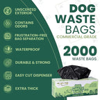 Dog Waste Bags 2000 Count - Thick, leakproof, tear-resistant replacement poop bags for outdoor dispensers