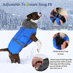 Dogcheer Warm Dog Coat, Waterproof Dog Jacket Christmas Puppy Winter Coat with Buckle, Reflective Adjustable Pet Snow Jacket Turtleneck Fleece Sweater for Small Medium Large Dogs - Blue, L