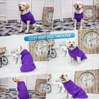 Mihachi Turtleneck Dog Sweater - Winter Coat Apparel Classic Cable Knit Clothes with Leash Hole for Cold Weather, Ideal Gift for Pet in New Year Purple X-Small