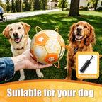 Size 3 Interactive Dog Football with Strap,Orange & Yellow, Eye-Catching Paw and Bones Design, Ideal Outdoor Training Pet Toy, Perfect Choice for Medium & Large Dogs' Playtime