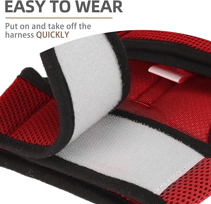 PUPTECK Soft Mesh Cat Vest Harness and Leash Set Puppy Padded Pet Harnesses Escape Proof for Cats Small Dogs, Red Medium