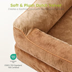 Dog Beds for Large Dogs, Orthopedic Dog Bed with Cooling Gel Memory Foam, Waterproof Large Pet Bed with Removable Washable Cover, 36" Pet Sofa Couch Dutch Velvet with Bone Toy, Brown