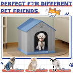 Dog House Outdoor Indoor, Plastic Small Dog House-Weatherproof & Insulated Design with Air Vents & Elevated Floor for Small to Medium Dogs, Easy Clean and Assemble (Blue)