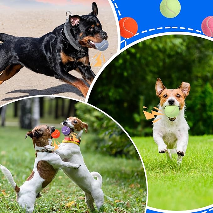 Liliful 50 Pieces 2.5'' Dog Squeaky Tennis Balls for Pet Playing Medium Large Dogs Puppy Balls for Training Toy with Squeaker Easy Fetch Play Exercise(Multicolor)