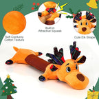IOKHEIRA Christmas Dog Toys Squeaky Plush Crinkle Rope – Interactive Tug-of-War Chew Toy for Small Medium Large Breeds, Cute Holiday Reindeer Gift