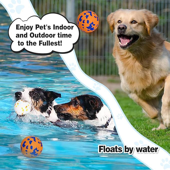 Dog Balls Tennis Ball Toys 2 Pack Dog Toys For Aggressive Chewers Indestructible Durable Teething Chew Bouncy Safe Balls Dogs Floating For Water Toy Fetch Pet Ball For Large Medium Dogs(White+Orange)