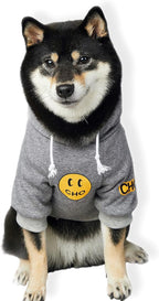 ChoChoCho Smiley Dog Hoodie Stylish Dog Clothes Smiley Face Sweater Cotton Sweatshirt Fashion Outfit for Dogs Cats Puppy Small Medium Large (X-Large, Grey)