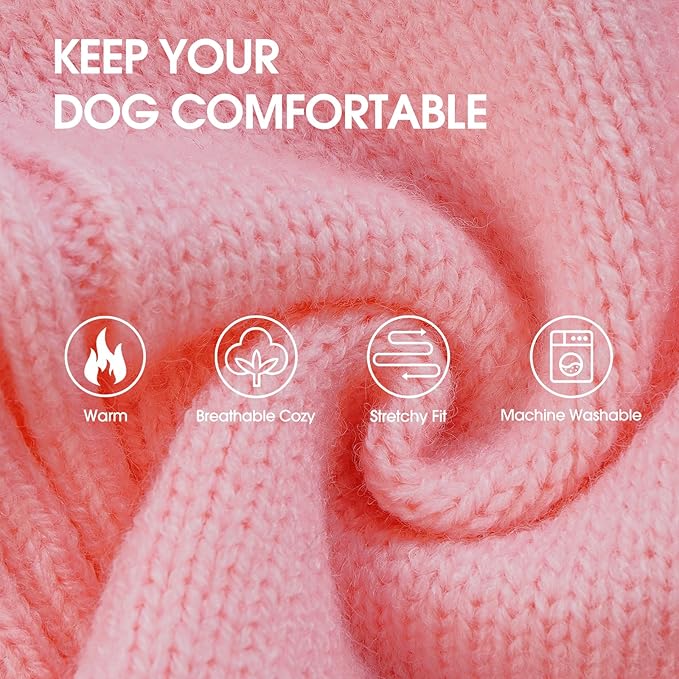 IECOii Dachshund Sweater,Turtleneck Dog Sweater for Small Medium Dogs Girl Boy,Stretchy & Breathable,Warm Knitted Pullover Coat,High Neck Knitwear for Cold Weather Indoor & Outdoor Wear (Pink,M)