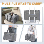‌Petsfit Airline Approved Pet Carrier for Small Cats, 15x8x10 TSA Approved Carrier, with Removable Dual-Sided Padding (2-Way Placement) - Fits Under Most Airplane Seats, Escape Proof (Grey)