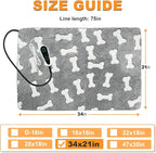 Bestio Large Dog Heating Pad 34×21 in Heated Dog Cat Bed with Upgraded Smart Switch,Added Constant On Function，UL&MET Dual Certification with Washable Cover-Gray
