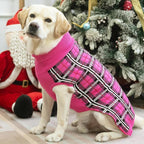 PUPTECK Dog Sweaters for Large Medium Small Dogs - Fall Classic Plaid Style Puppy Holiday Winter Coat Clothes Warm, Fuschia, ML