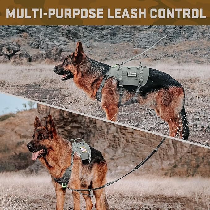 Forestpaw Dog Harness Medium Sized,Tactical Dog Harness with Handle,No Pull Military Style Service Dog Vest with Pockets Adjustable for Medium Dogs,Gray,Chest 21.5-45"