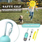 Dog Poop Bag Holder Dispenser with LED Flashlight - Night Visibility for Safe Evening Walks | Upgraded Hands-Free Leash Clip | Includes 15 Dog Waste Bags(Crystal Blue)