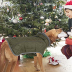 Fragralley Dog Coat Large, Waterproof Dog Jacket with Warm Fleece Lining, Adjustable Reflective Dogs Winter Coat, Turtleneck Pet Coats for Cold Weather (ArmyGreen L)