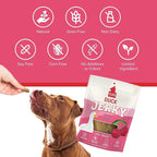 PLATO Pet Treats - Air-Dried Jerky - Delicious, Real Meat Dog Treats - Grain Free - Supports Healthy Digestion - Duck with Cherry 16oz