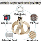 Dog Harness Step-in Breathable Puppy Cat Dog Vest Harnesses for Small Medium Dogs Beige