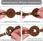 OOPSDOGGY Reflective Leather AirTag Cat Collar with Bell - Non Breakaway Adjustable Pet Collar with Apple Air Tag Holder - Lightweight GPS Kitten Collars for Small Dogs Puppy (Brown)