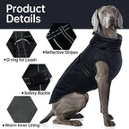 PUMYPOREITY Dog Coat with Harness Built in, Reflective Fleece Jacket, Thick and Warm Winter Coat, Medium Dog Jacket with Zip, Cold Weather Coats for Outdoor, Windproof Pet Snowsuit, Black, M