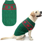 Warm Winter Pink Dog Sweater - Cold Weather Pet Clothes for Small Medium Large Dogs Indoor Outdoor, Soft Classic Knit Puppy Apparel Coat, Green, XL