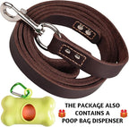 ADITYNA Heavy Duty Leather Dog Leash 6 ft x 1" - Strong, Soft Training Lead for Large & Extra Large Breeds (XL - 6 ft x 1 inch, Brown)