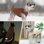 cyeollo Fleece Dog Sweater Vest, Reflective Dog Sweatshirt Pullover Pet Jacket for Small Medium Large Dogs Clothes Boy Girl Pets, Brown & Khaki L