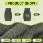 Small Dog Furry Pullover Sweater, Classic Turtleneck Dog Clothes for Cold Weather Cute Warm Pet Clothes for Chihuahua, Bulldog, Dachshund, Pug Green Large