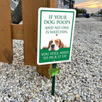 SmartSign If Your Dog Poops You Still Need To Pick Up Yard Sign & Clip-On Dispenser Combo/Kit, 7"x10" Aluminum Sign with 18-inch Steel Stake, Compact Dispenser Preloaded with a 15 Poop Bags Roll