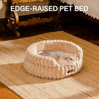 MEWOOFUN Cat Beds for Indoor Cats Washable, Dog Beds for Small Dogs Round Pet Bed for Puppy and Kitten (Camel, 20"x20"x8")
