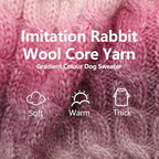 KYEESE Dog Sweater Cable Knit Thick Fuzzy Dog Knitwear Turtleneck Warm with Sleeves Dogs Clothes Gradient Color, Purple, XLarge
