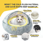 CATISM Cozy Cat Pod - Plush Hooded Cat Bed Cave, Self Warming, Removable Washable with Non-Slip Bottom