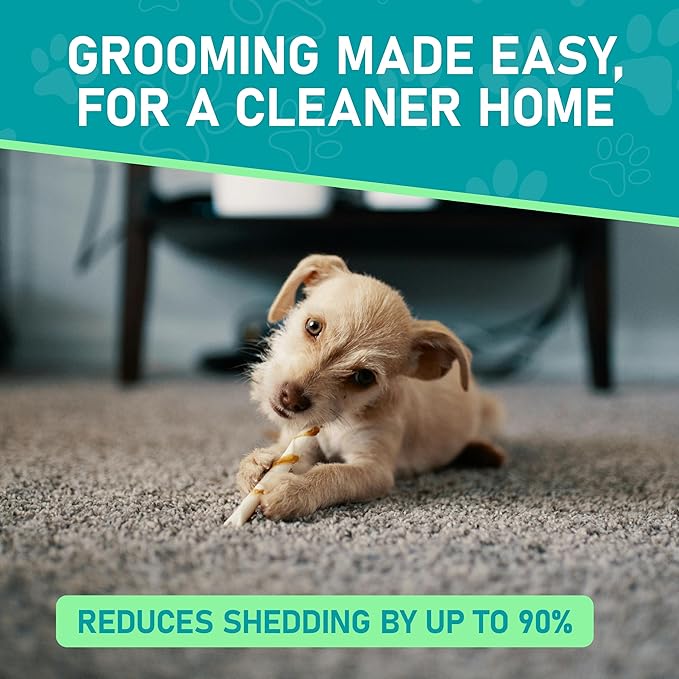 Maxpower Planet Hair Brush - Double Sided Shedding, Dematting Undercoat Rake for Dogs and Cats - Extra Wide Dog Grooming Brush, Reduce Shedding by 95%, Turquoise
