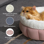 BALANCE Cat Beds for Indoor Cats, Washable Round Cat Bed, Cute Kitten Bed with Anti-Slip Bottom for Kitty and Puppy, 18 Inches, Mellow Rose