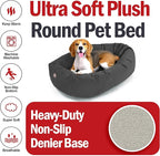 Majestic Pet 32 Inch Suede Shredded Memory Foam Mix Calming Medium Dog Bed Washable 32 x 23 x 7 (Inch) - Cozy Soft Round Donut Dog Bed with Spine for Head Support - Pet Bed Gray