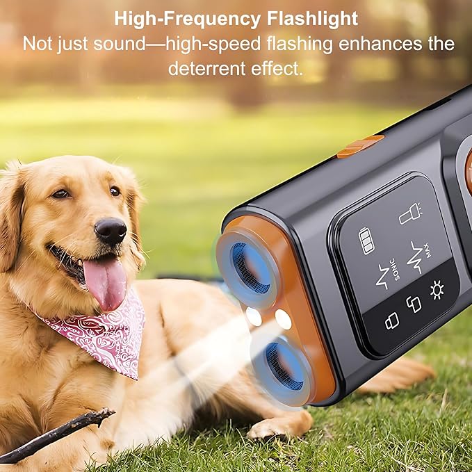 Dog Bark Deterrent Device, Ultrasonic Anti Barking, 4 Training Modes, 30FT Range, Safe Humane & Effective Handheld Dog Training Device for Indoor & Outdoor Use
