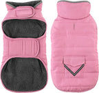 Dog Coat, Waterproof Dog Winter Jacket with Pocket, Reflective Adjustable Pet Snow Vest, Warm Cozy Fleece Sweater for Small Medium Extra Large Dogs - Light Pink, S